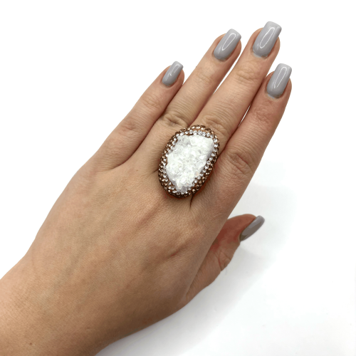 Кольцо ДИНОСА с друзой горного хрусталя фото 4