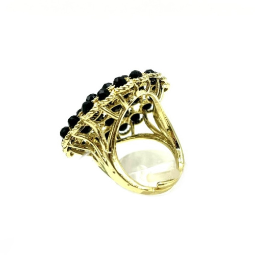 Кольцо ДИНОСА круглое с черным агатом фото 3