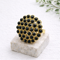 Кольцо ДИНОСА круглое с черным агатом