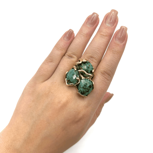 Кольцо ДИНОСА ажурное с бирюзой фото 4