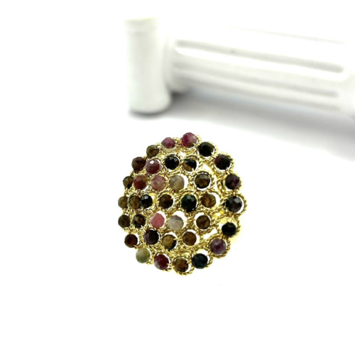 Кольцо ДИНОСА круглое с турмалинами