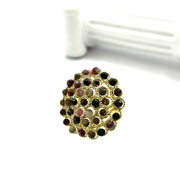 Кольцо ДИНОСА круглое с турмалинами