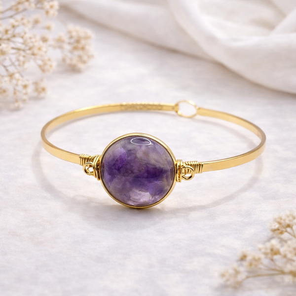 Браслет жесткий ДИНОСА с аметистом