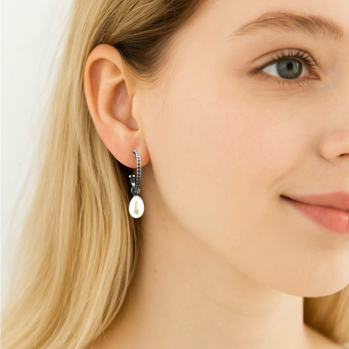 Серьги-трансформер ДИНОСА с речным жемчугом —  фото 4