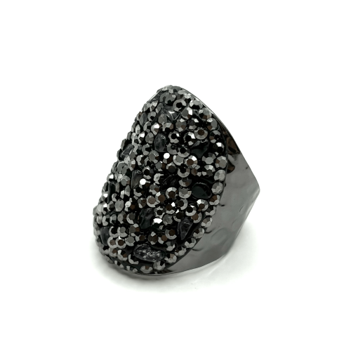 Кольцо ДИНОСА черное с марказитом и аметистом фото 2