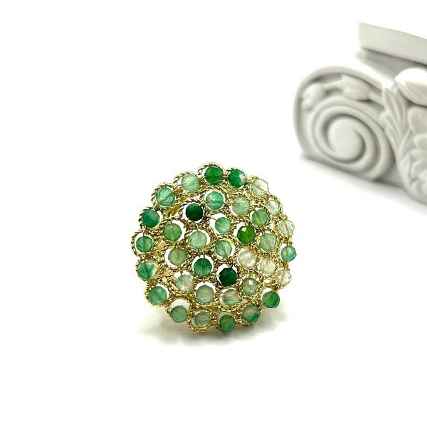 Кольцо ДИНОСА круглое с натуральными агатами