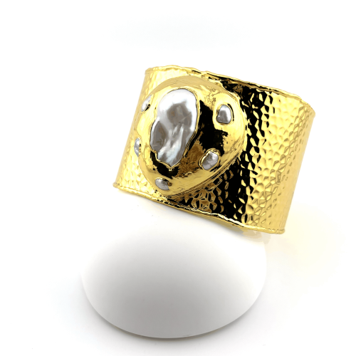 Жесткий браслет ДИНОСА с речным жемчугом — 