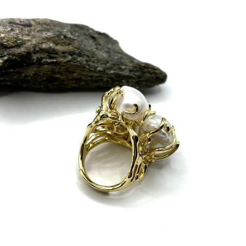 Кольцо с барочным жемчугом фото 2