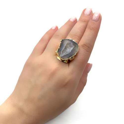 Кольцо ДИНОСА с друзой агата фото 5