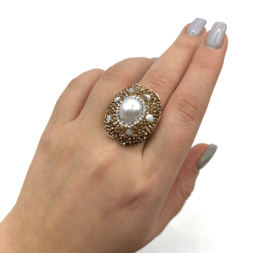 Кольцо ДИНОСА с барочным жемчугом и аквамарином фото 4