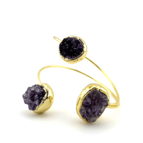 Жесткий браслет ДИНОСА с друзами аметиста —  фото 2