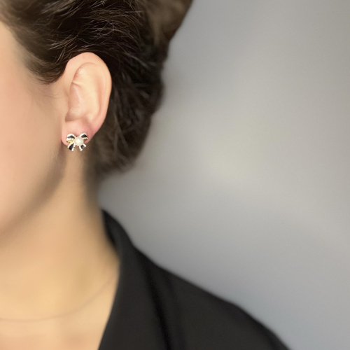 Серьги ДИНОСА с речным жемчугом и эмалью —  фото 4