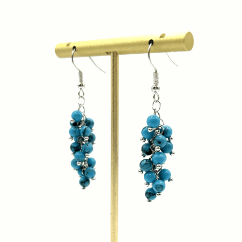 Серьги ДИНОСА с имитацией бирюзы —  фото 3