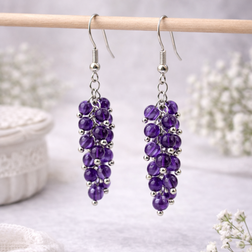 Серьги ДИНОСА с аметистом — 