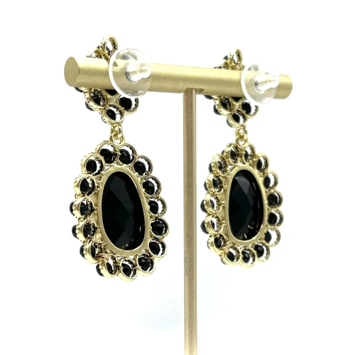 Серьги с черным агатом —  фото 2