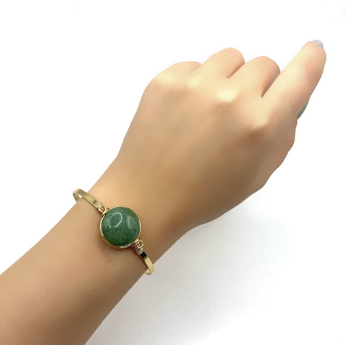 Браслет жесткий ДИНОСА с зеленым авантюрином —  фото 4