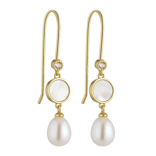 Серьги ДИНОСА с речным жемчугом и эмалью