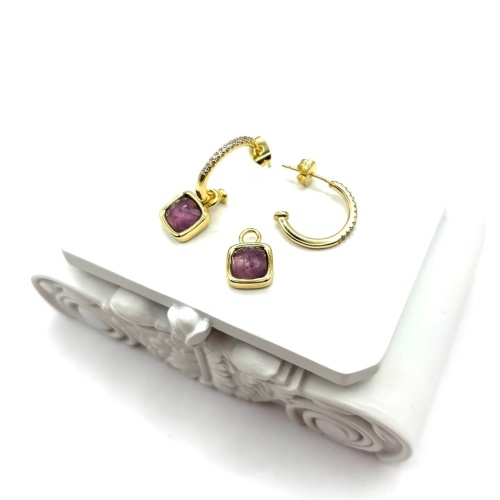 Серьги-трансформер ДИНОСА с аметистом —  фото 2