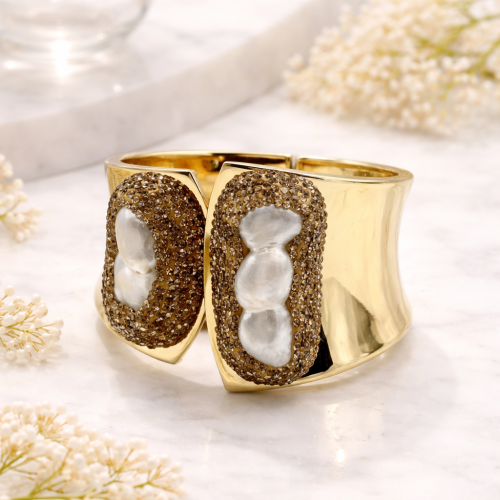 Браслет жесткий ДИНОСА с барочным жемчугом и кристаллами —  фото 2