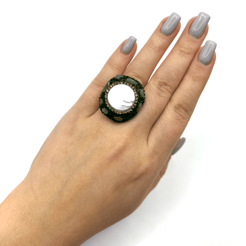 Кольцо ДИНОСА с барочным жемчугом и кварцем фото 4