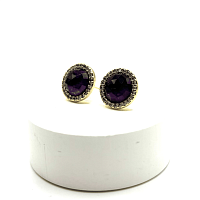 Серьги пусеты ДИНОСА с аметистом и цирконом