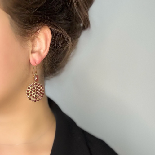 Серьги ДИНОСА круглые с натуральными гранатами —  фото 4