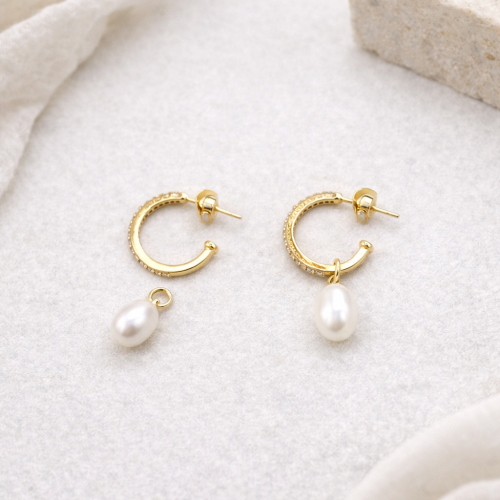 Серьги-трансформер ДИНОСА с речным жемчугом —  фото 2