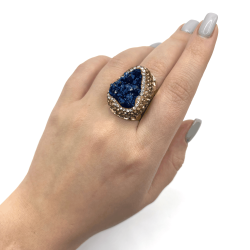 Кольцо ДИНОСА с друзой кварца фото 4