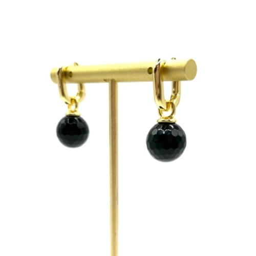 Серьги-трансформер ДИНОСА с черным агатом —  фото 2