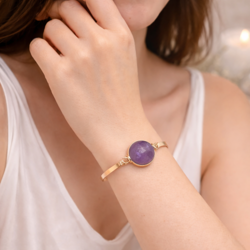 Браслет жесткий ДИНОСА с аметистом —  фото 3