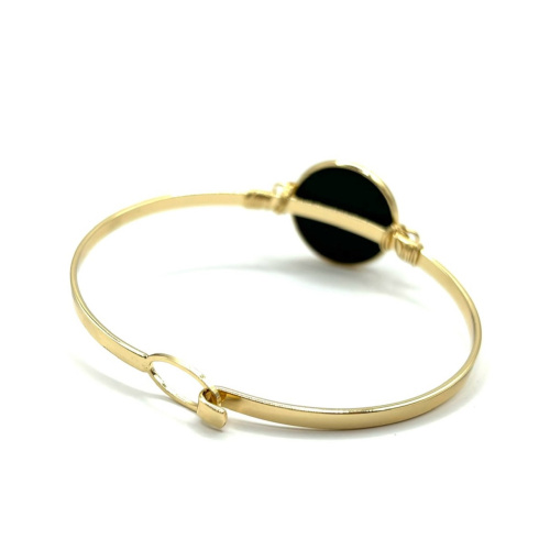 Браслет жесткий ДИНОСА с черным агатом —  фото 3