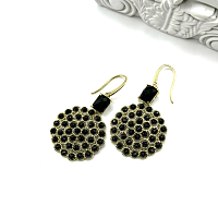 Серьги ДИНОСА круглые с черными агатами