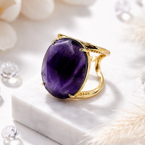 Кольцо ДИНОСА с крупным аметистом