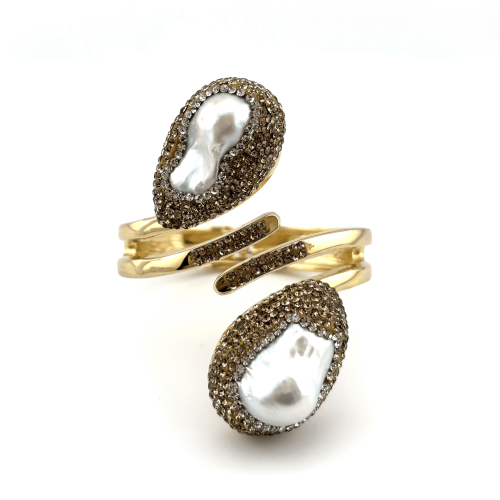 Жесткий браслет ДИНОСА с речным жемчугом — 